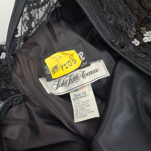 Saks Fifth Avenue Vintage Prom Dress 80s 12 Ruffle Layered Sequin Whimsygoth - Picture 5 of 6